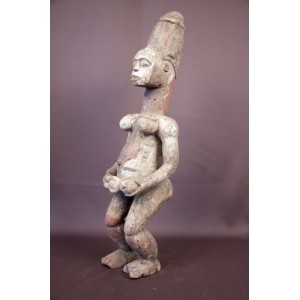 Statue africaine Igbo polychrome